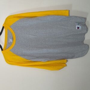 Champion Raglan Baseball T-shirt Oxford Gray + Gold 3/4 Sleeve Men's Size XL